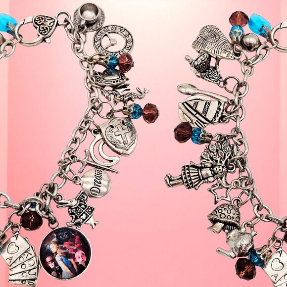 Alice in Wonderland Inspired Charm Bracelet – Silver Tone – Magical, Storybook - Picture 7 of 10